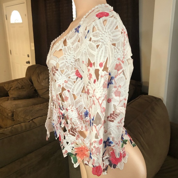 Chris McLaughlin small Crochet Blazer Top spring flora Top Feminine White - Picture 3 of 8
